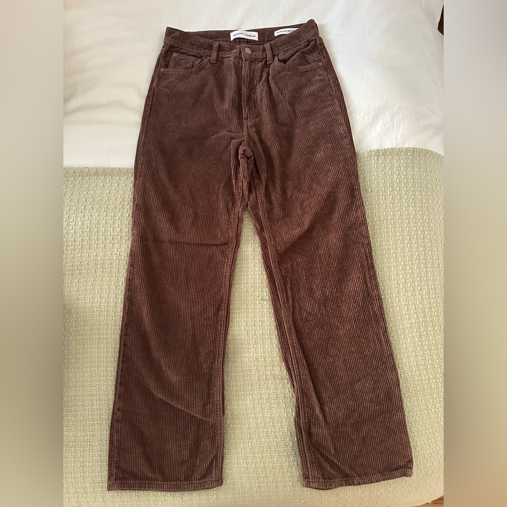Denim Forum The Arlo High Rise Straight 28L Corduroy Pants